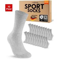 sockenkauf24 Sportsocken 10 Paar Tennissocken Damen & Herren Atmungsaktive Crew Socken (10-Paar) verstärkte Ferse & Fußspitze, gepolsterte Sohle, klimaregulierend