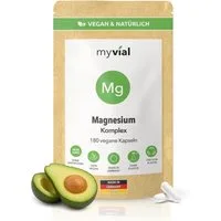 myvial 4-Fach Magnesium Komplex für optimale Bioverfügbarkeit Kapseln, Packung à 180 St., plastikfrei verpackt, 60 Tage Vorrat, höchste Qualität