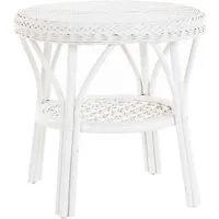 Krines Home Wohnzimmertisch Rattan Beistelltisch Rund Couchtisch Rattantisch für Wohnzimmer Tisch, mit Ablage