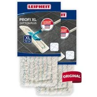 Leifheit Bundle Wischbezug Profi XL cotton plus (2er Set) Wischbezug (Kunstfaser,Baumwolle, 16.0x48.0 cm, 2-tlg., Waschbar bei 60°C, Wischbreite 42cm, für Steinböden und Fliesen)