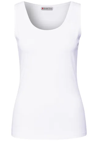 Street One - Basic Top mit Rundhals in Unifarbe white - Gr. - 44
