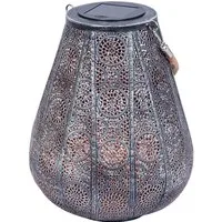 Dehner LED Solarleuchte Solar-Laterne Scala Ø 20 cm Höhe 25 cm grau/silber, Warmweiß