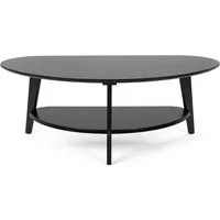 needs&wants® Couchtisch 100% Bambus oval halbrund, Sofatisch Wohnzimmertisch Holz natur Ablage, Kaffeetisch dreibein Füße Beine Stauraum rund niedrig groß Echtholz