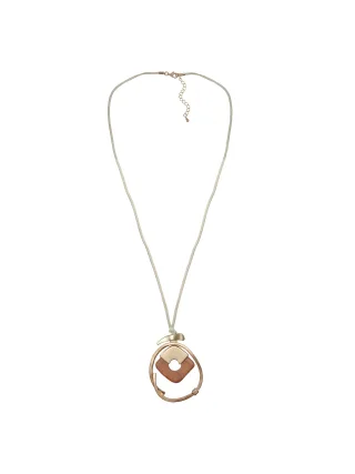 Steuer Modeschmuck Anhänger mit Kette Metall gelb Holz