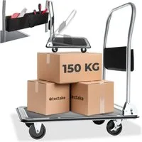 tectake Transportwagen Plattformwagen, (Set), klappbarer Handgriff mit Aufbewahrungsfach