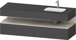 Duravit Qatego Einbauwaschtisch mit Konsolenwaschtischunterbau Graphit Matt 1600x550x600 mm - QA4796 QA4796091490010
