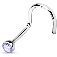 viva-adorno Nasenpiercing 1,0mm Nasenstecker gebogen Zirkonia Kristall Nasenring
