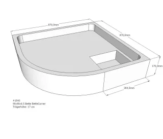 Neuesbad Wannenträger für Bette Corner 90x90x6,5 Viertelkreis SD21099