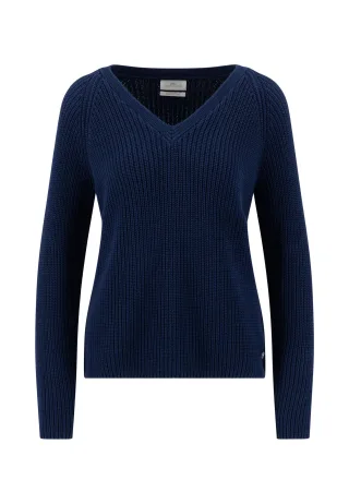 FYNCH-HATTON - PULLOVER V-NECK COTTON galaxy blue - Gr. - S