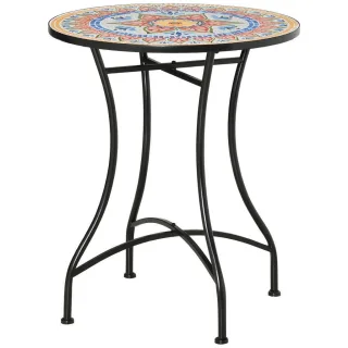 Outsunny Gartentisch,, Rot, Keramik, 60x71x60 cm, Gartenmöbel, Gartentische, Beistelltische outdoor