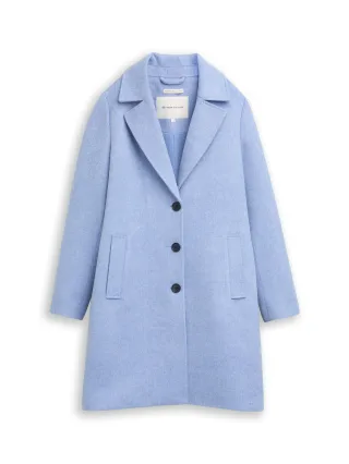 Tom Tailor - Wollmantel mit Eingriffstaschen calm blue melange - Gr. - XS