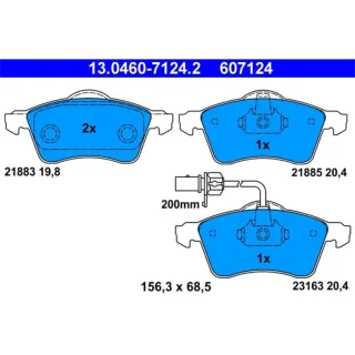 ATE Bremsbel?ge vorne VW Transporter T4 f?r PR Nr. 1 LU