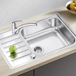 Blanco Spüle 523140 78 x 50 cm, Edelstahl Bürstfinish, reversibel, Ablauffernbedienung mit Drehbetätigung