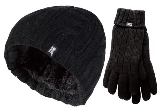 Heat Holders - Damen Mütze & Handschuhe Set für den Winter - Schwarz