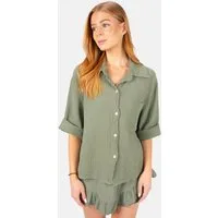 Seasons of April Hemdbluse CELINA MUSSELIN Kurze Damen Musselin Bluse mit Tasche, 100% Baumwolle, luftig locker