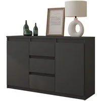 Furnica Kommode MIKEL, 3 Schubladen und 2 Türen - Anthrazit Grau H75cm B120cm T35cm (1 St)