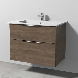 Sanipa 3way Keramik-Set Venticello Keramik-Waschtisch und Unterbau mit 2 Auszügen, Eiche-Arizona UM32380