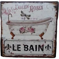 Deko-Impression Wanddekoobjekt Wandbild Wandschild Le Bain - Das Bad Antikstyle Eisen 30 x 30 cm (1 St)