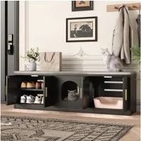 HAUSS SPOLE Sideboard mit Kratzbaum,Katzenmöbel Tierhaus mit Tierhaus&Tiertoilett (Katzenschrank als Schuhschrank, Katzenkloschrank, Katzenhaus, 1 St., im Mittelgang nimmt Katzenstreu auf), ideal für jeden Flur oder jedes Wohnzimmer