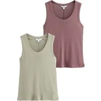 Next Trägertop Tägertops mit U-Ausschnitt aus Tencel, 2er-Pack (2-tlg)