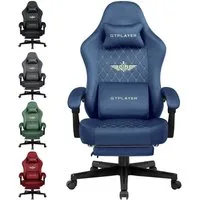 GTPLAYER Gaming-Stuhl Stoff Gaming Chair Ergonomisch Bürostuh PC Stuhl, 150kg Belastbarkeit, Schreibtischstuh mit Federsitzkissen und Fußstütze