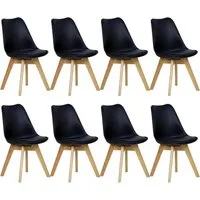 Woltu Esszimmerstuhl (Set, 8 St), Polsterstuhl Bezug Kunstleder, Massivholz