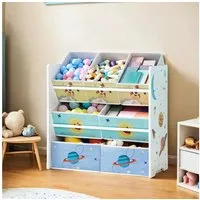 SONGMICS Spielzeugtruhe Kinderregal Bücherregal Kinder, mit 7 Aufbewahrungsboxen aus Vliesstoff, mit Kippschutz