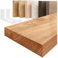 LAMO Manufaktur Wandregal Holz Gerade Regal Farbe: Dunkel mit weißem Industrial 40 cm, Komplett-Set, 40mm stake Massivholzplatte
