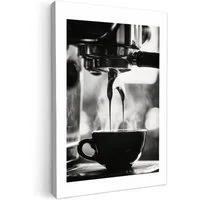 OneMillionCanvasses® Leinwandbild Kaffee - Espresso - Kaffeemaschine - Tasse - Küche, Fotodruck (1 St), Wandbilder für Esszimmer, Wanddeko Bilder Küche 20x30 cm