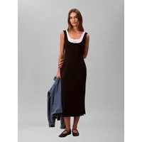 Calvin Klein Jeans Midikleid Körpernahe Passform mit tiefem Rundhalsausschnitt