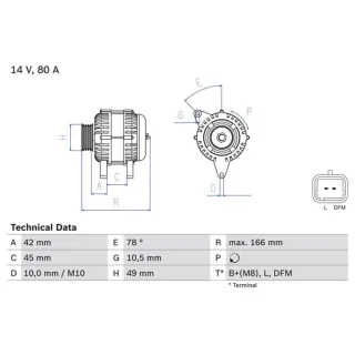 Bosch Lichtmaschine 80A Citroen Peugeot 0986049560