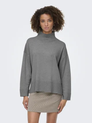 ONLY - ONLCOCO LIFE LS HIGH NECK CC KNT Medium Grey Melange - Gr. - M