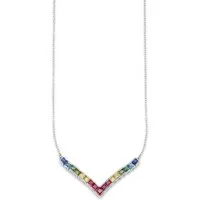Bruno Banani Kette mit Anhänger Schmuck Geschenk Silber 925 Halsschmuck Halskette Regenbogen, mit Zirkonia (synth)