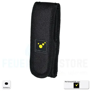 Taschenlampen-Holster | tee-uu | LED MAXI | stabil | für Taschenlampen bis 17 cm Länge | große Deckellasche | 2 Elastikschlaufen für Ersatzbatterien