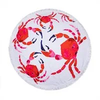 ANEMOSS Strandtuch Anemoss Marine Collection Crab Rundes Strandtuch – Weich & saugfähig, (1-St)
