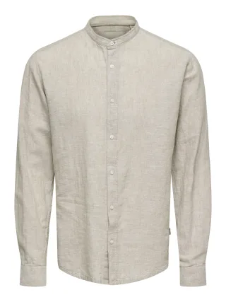 ONLY&SONS - ONSCAIDEN LIFE LS LINEN BLEND MAO NOOS Chinchilla - Gr. - M
