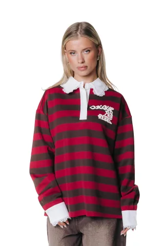 colourful rebel - Skyler Striped Lace Polo Longsleeve Multicolor - Gr. - S