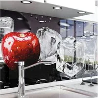 danario Küchenrückwand Folie selbstklebend, Glasoptik, Spritzschutz Küche, ablösbar - 0,8 mm