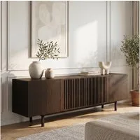 IDIMEX Lowboard LINN, Sideboard 180 cm aus Massivholz mit Lamellentüren Nussbaum Finish