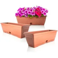 BigDean Blumenkasten 3x Blumenkasten 50cm mit abnehmbarem Untersetzer Balkonkasten (Set, 3 St., Pflanzkästen), Blumenkasten, Balkonkasten, Pflanzkasten, Mit Untersetzer