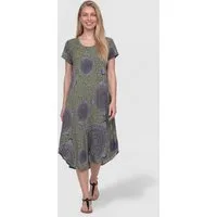PEKIVESSA Sommerkleid Luftiges Strandkleid mit asymmetrischem Saum und lässigem Mandala-Muster im Ethno-Look