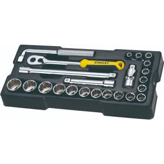 STANLEY Modul 1/2 Zoll Steckschlüssel 12-Kant und Zubehör Set, 23-tlg. - STMT1-74726