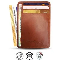 Wrischan Kartenetui 100% Echtleder Kartenetui SEHR Slim und FLACH Kreditkartenetui (Slim Wallet), Kartenhalter für bis zu 12 Kreditkarten, Brieftasche, Mini Geldbörse