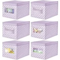 mDesign Aufbewahrungssystem Aufbewahrungsbox Stoffbox mDesign Deckel + Sichtfenster 6er Set viol