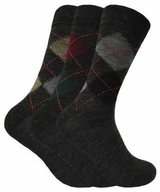 Sock Snob - Herren 3er-Pack Lambs Wool Blend Patterned Soft Top Socken