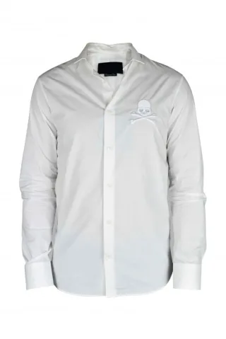 Philipp Plein Diamond Cut LS Skull hemd Weiß