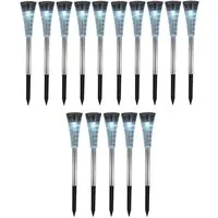 GLOBO LIGHTING LED Solarleuchte, LED-Leuchtmittel fest verbaut, Farbwechsel, 15er Set RGB LED Steck Lampen Außen Solar Beleuchtung Garten Weg