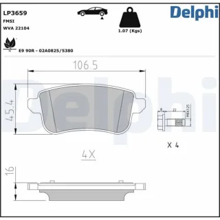 Delphi Bremsbel?ge hinten Nissan Renault LP3659