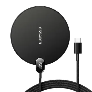 ESSAGER ES-WX15 15W Wireless Charger with LED Power Display Fast Wireless Charging Pad for Smart Phones for iPhone 16 16