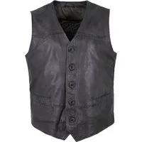 Maddox Lederweste Emilio Maddox - Herren Lederweste Weste Lammnappa anthrazit-navy-schwarz